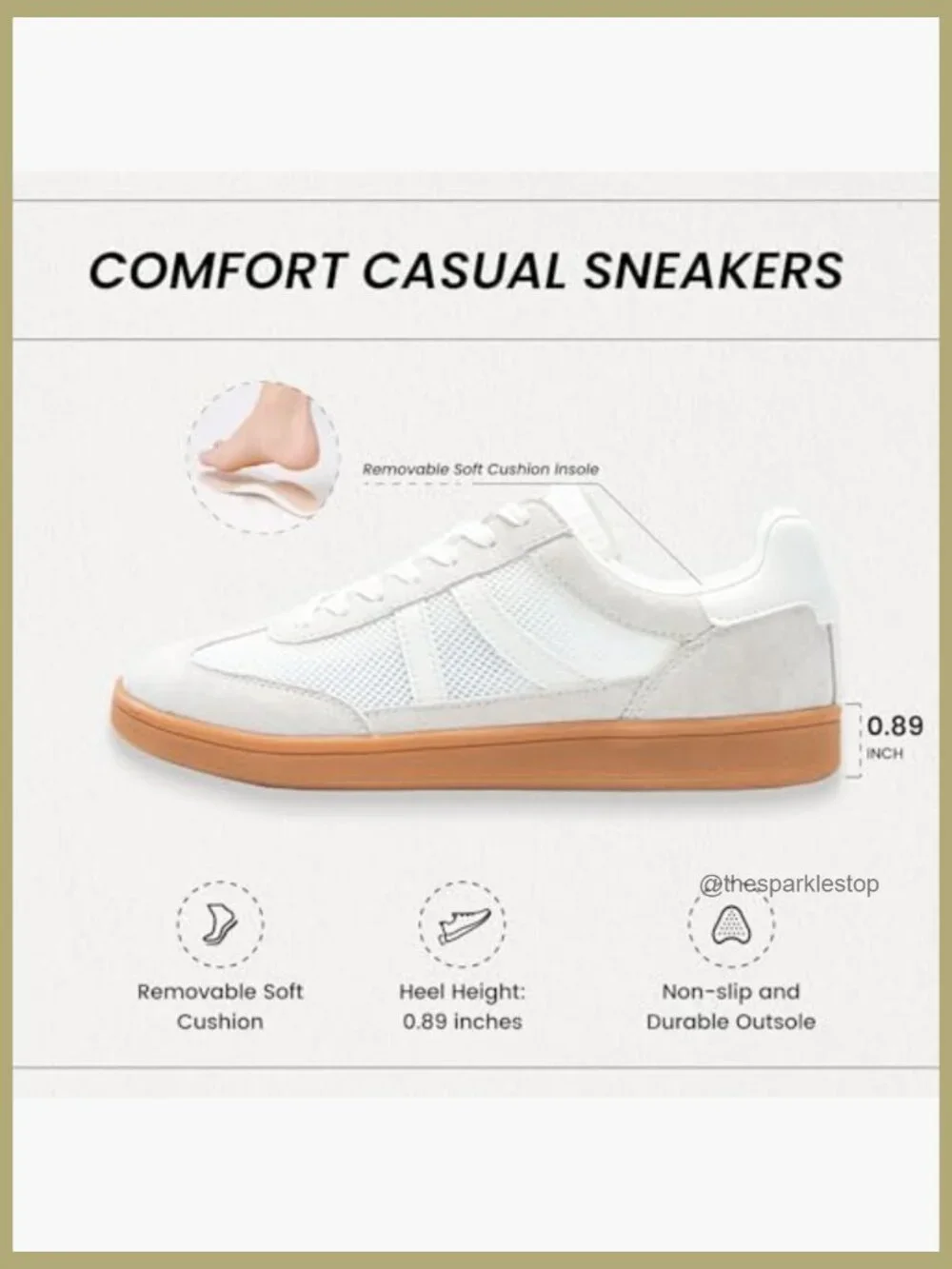 Womens Fashion Sneakers with Removable Insole Lightweight Non-Slip Lace-Up - Picture 3 of 7